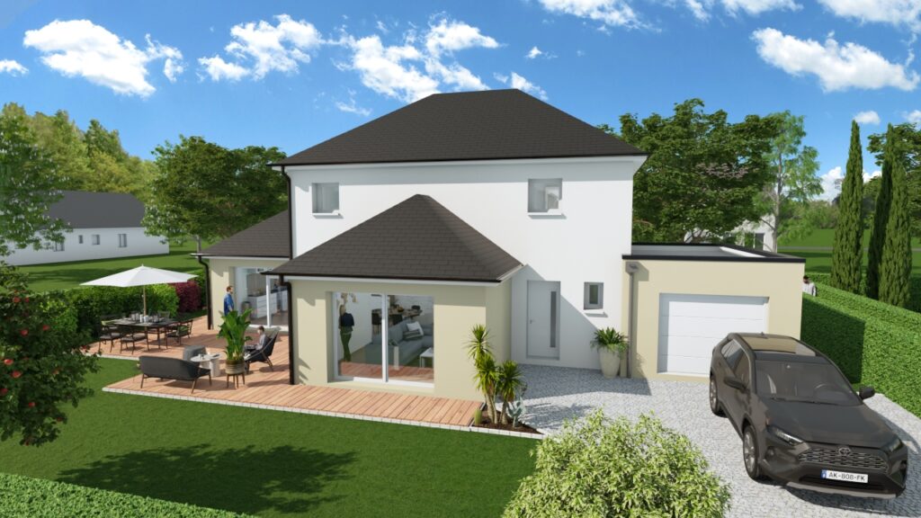 Plan 3D d'une maison moderne pour illustrer les prestations de MCC