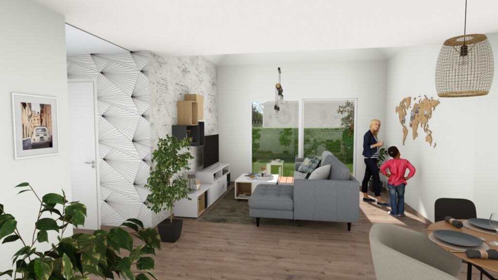 Illustration 3D d'un salon