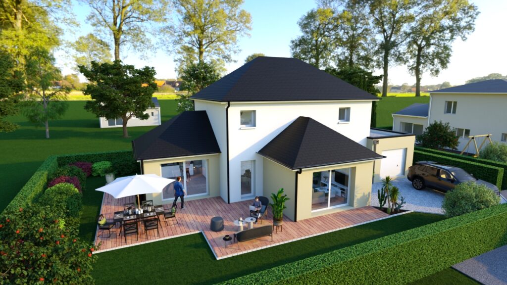 Projection plans vue du ciel d'une maison