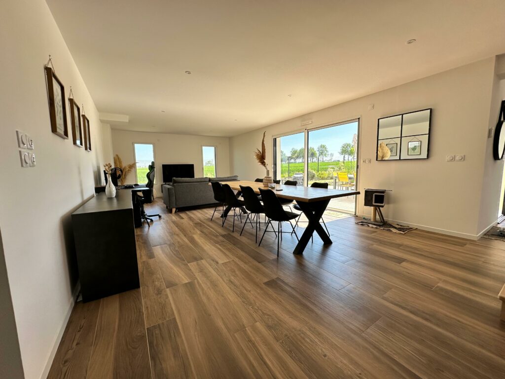 Salle à manger et salon moderne aménagés